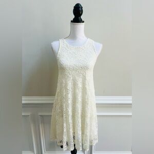 Ginger G Bohemian Ivory Lace Sleeveless Swing Dress Size S